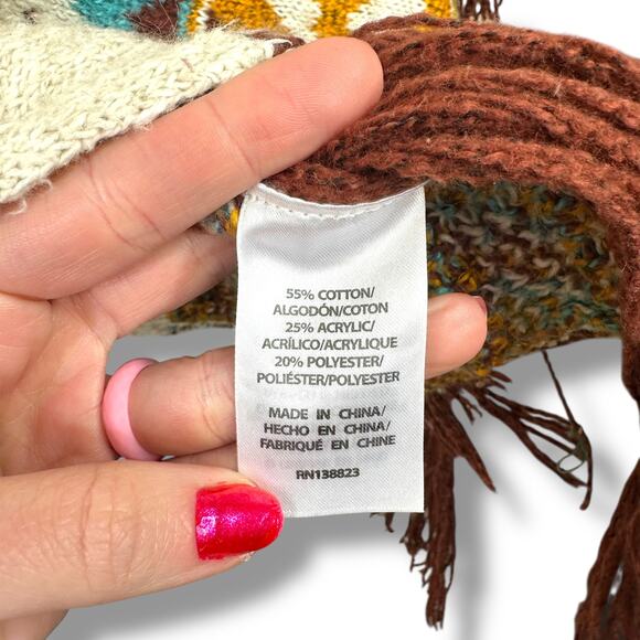 Idyllwind Miranda Lambert Southwestern Oatmeal Aztec Fringe Bootcut Knit Poncho - Picture 7 of 7